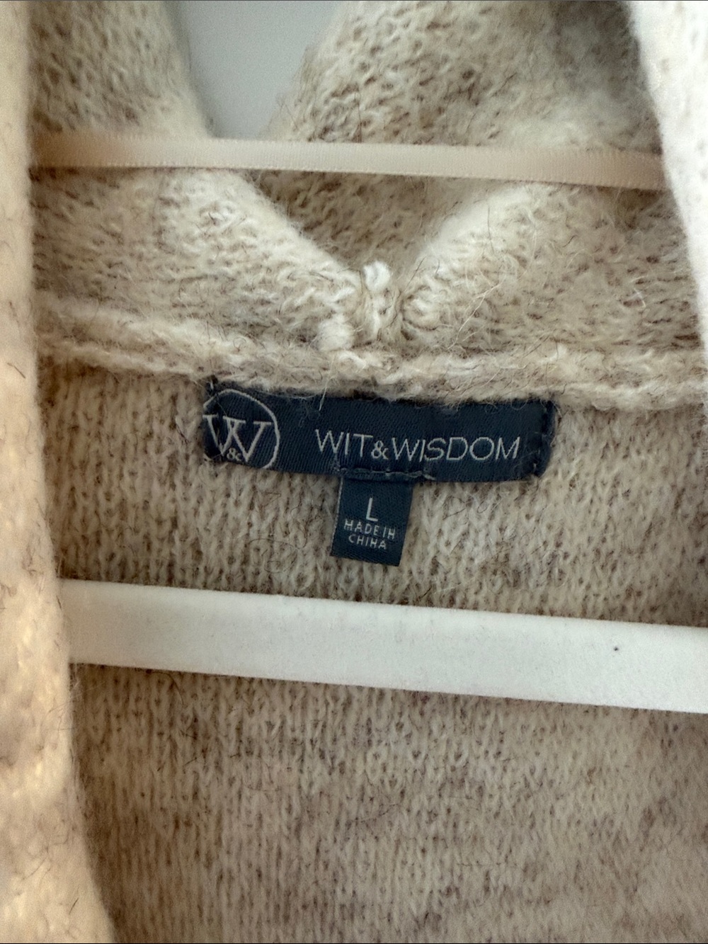 Wit & Wisdom Cream Hooded Fringe Poncho Sweater - Picture 2 of 11